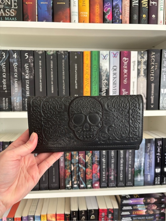 Loungefly Handbags - Loungefly Black Sugar Skull Embossed Faux Leather Gothic Long Bifold Wallet